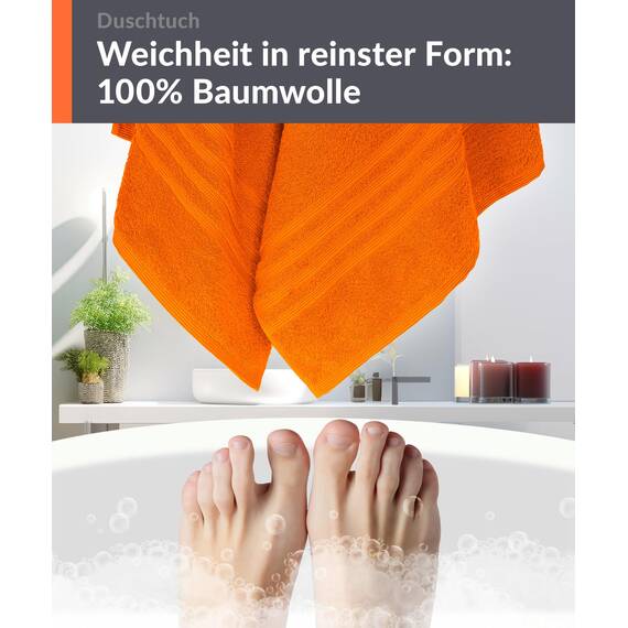 Lashuma Frottee Badetuch 70x140 cm Orange - Clementinen, London Handtuch - Duschtuch 70x140 cm