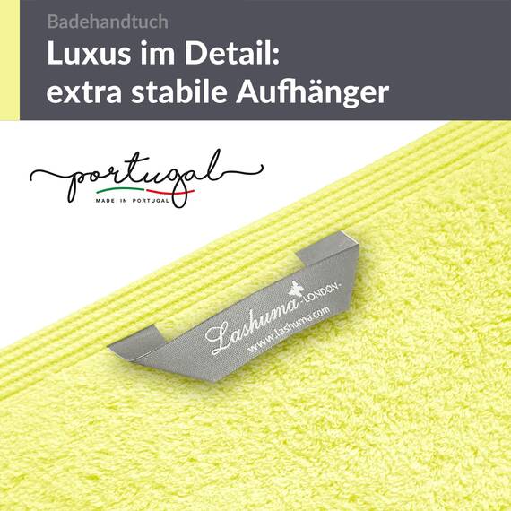 Lashuma XXL Badehandtuch 100x150 cm - Grün Anis, London Duschtuch Luxus 100% Baumwolle, Ideal für den Urlaub, Strand und Zuhause, Weich und Saugfähig