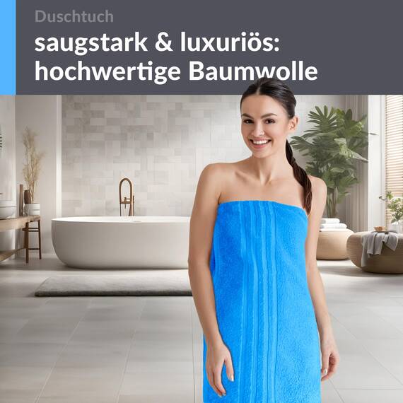 Lashuma Herren Duschtuch 70x140 cm Blau - Capri, London Baumwolle Schulter Badehandtuch
