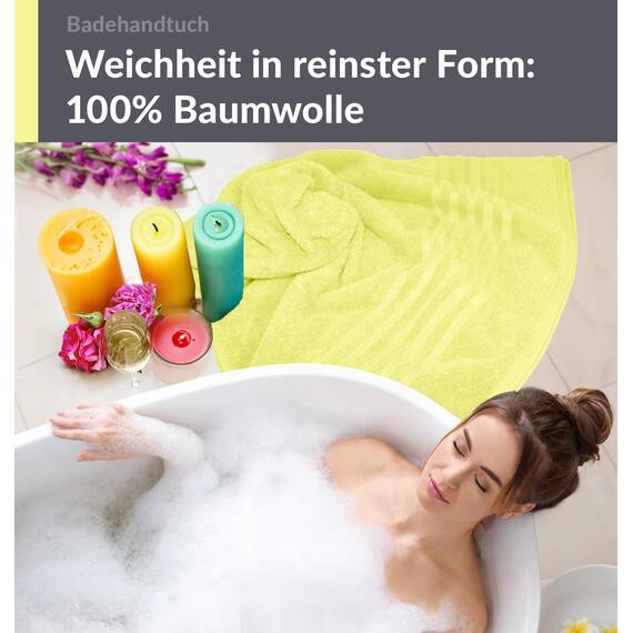 Lashuma XXL Badehandtuch 100x150 cm - Grün Anis, London Duschtuch Luxus 100% Baumwolle, Ideal für den Urlaub, Strand und Zuhause, Weich und Saugfähig