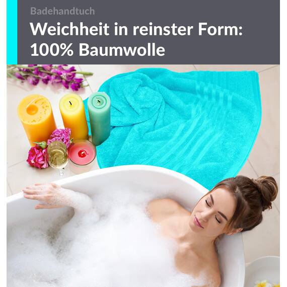 Lashuma Schulter Badehandtuch groß Türkis, London Flauschiges XXL Handtuch 100x150 cm