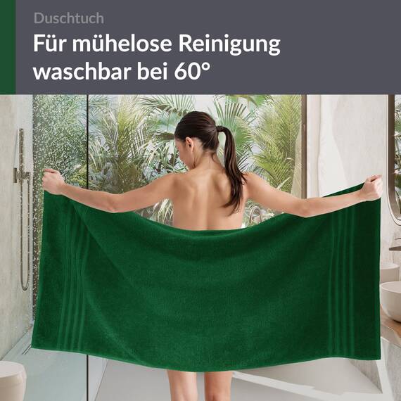 Lashuma Strandtuch Badetuch 70x140 cm, London Weiches Frottee Duschtuch Tannengrün, Ideal für Badezimmer und Strandurlaub
