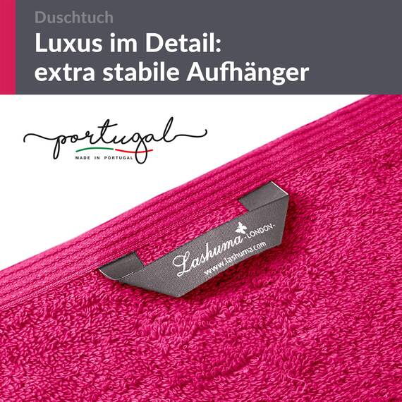 Lashuma Duschtuch 70x140 cm Baumwolle, London Flauschiges Badetuch Rot - Rhabarber