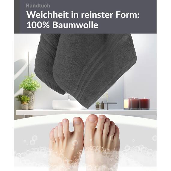 Lashuma Herren Handtuch 50x100 cm Grau - Anthrazit, London Frotteehandtuch dunkelgrau