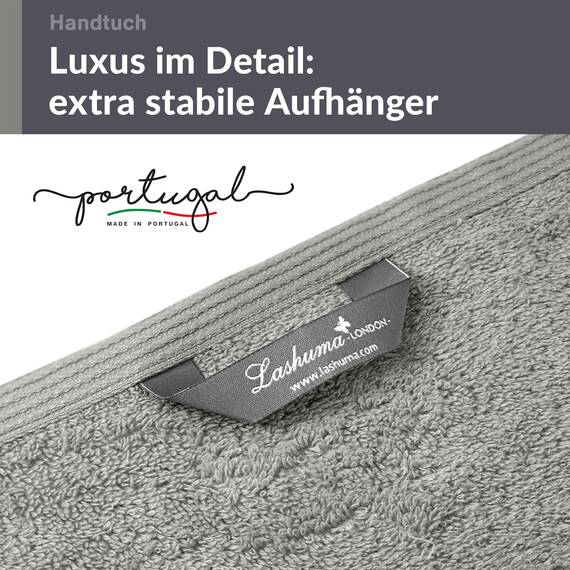 Lashuma saugstarkes Baumwollhandtuch 50x100 cm, London Frottee Handtuch Herren Grau - Stein