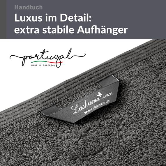Lashuma Herren Handtuch 50x100 cm Grau - Anthrazit, London Frotteehandtuch dunkelgrau