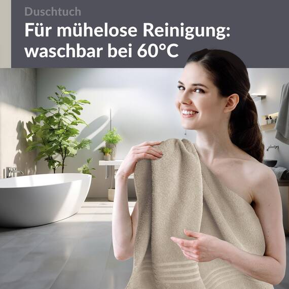 Lashuma großes Duschhandtuch 70x140 cm, London Luxus Handtuch - Badetuch für Männer Grau - Kiesel