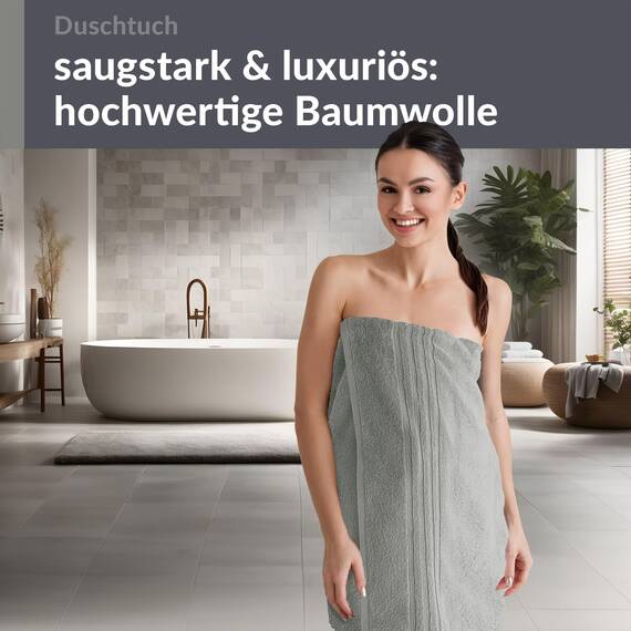 Lashuma Duschtuch 70x140 cm Grau - Stein, London Herren Badehandtuch 100% Baumwolle