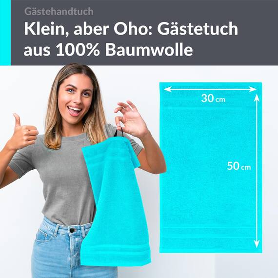 Lashuma Händehandtuch 30x50 cm, London WC Gästehandtuch Baumwolle Türkis - Lagunen