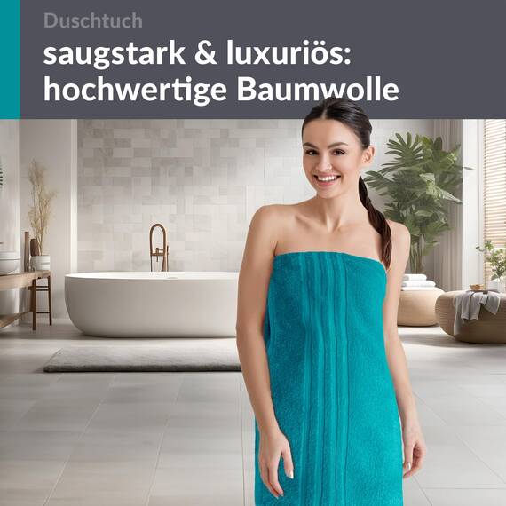 Lashuma Frottee Handtuch groß 70x140 cm, London Duschtuch in Hotelqualität Grün - Nautic