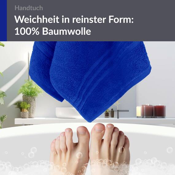 Lashuma Wellness Handtuch 50x100 cm aus 100% Baumwolle Azur Blau, Weich, Hautfreundlich, Ideal für das tägliche Bad oder als Geschenk