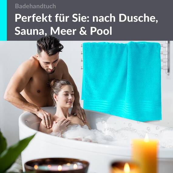 Lashuma Schulter Badehandtuch groß Türkis, London Flauschiges XXL Handtuch 100x150 cm