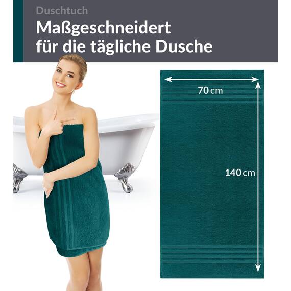 Lashuma Duschhandtuch 70x140 cm Baumwolle, London Frottee Handtücher für Bad - Dusche Grün - Opal