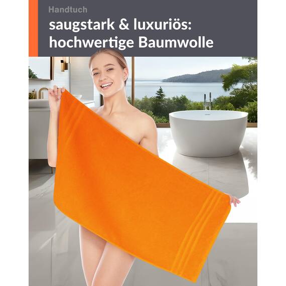 Lashuma Baumwollhandtuch 50x100 cm, London Frottee Handtuch Set Orange - Clementinen