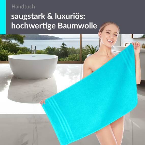 Lashuma Frotteetuch Türkis - Lagunen, London Deluxe Baumwoll Handtuch 50x100 cm