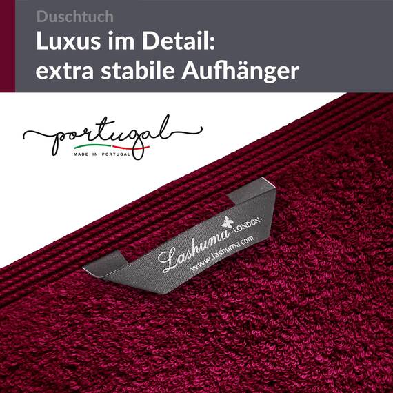 Lashuma Badetuch XXL 70x140 cm, London Frottee Luxus Duschtuch in Kirschrot für Damen, Ideal für Wellness und Urlaub
