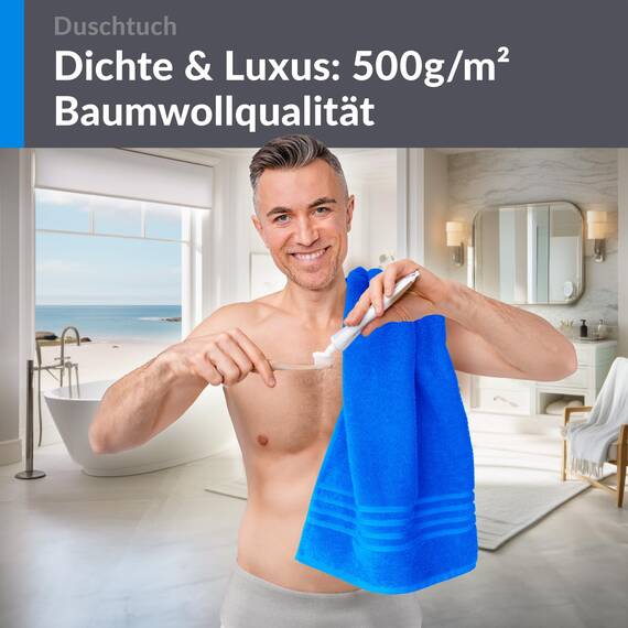 Lashuma Luxus Duschhandtuch 70x140 cm, London XXL Frottee Badetuch für Männer Karibik Blau, Weich, Saugfähig