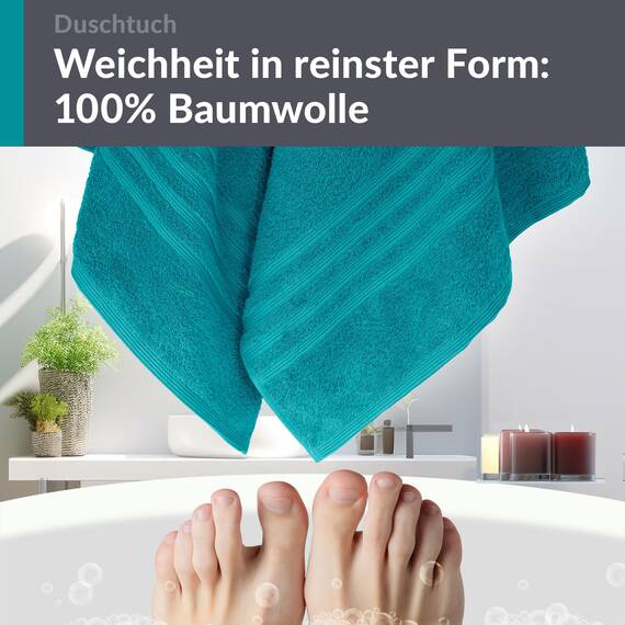 Lashuma Frottee Handtuch groß 70x140 cm, London Duschtuch in Hotelqualität Grün - Nautic