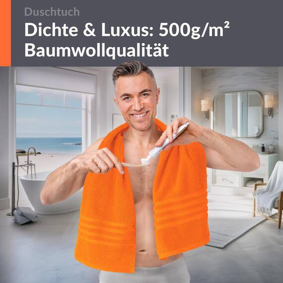 Lashuma Frottee Badetuch 70x140 cm Orange - Clementinen, London Handtuch - Duschtuch 70x140 cm