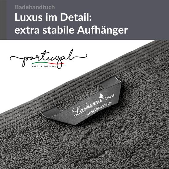 Lashuma Frottee Badetuch 100x150 cm, London Frottee Duschtuch XXL Anthrazit - Grau