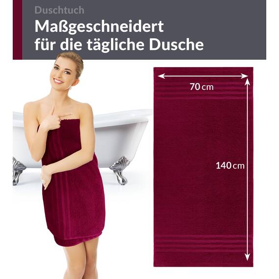 Lashuma Badetuch XXL 70x140 cm, London Frottee Luxus Duschtuch in Kirschrot für Damen, Ideal für Wellness und Urlaub