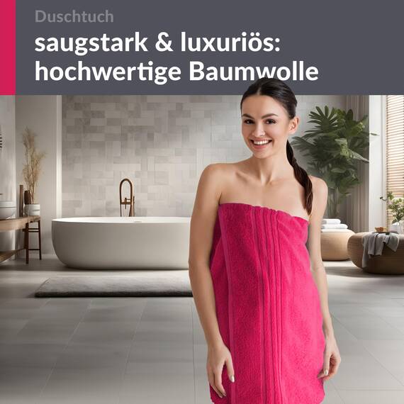 Lashuma Duschtuch 70x140 cm Baumwolle, London Flauschiges Badetuch Rot - Rhabarber