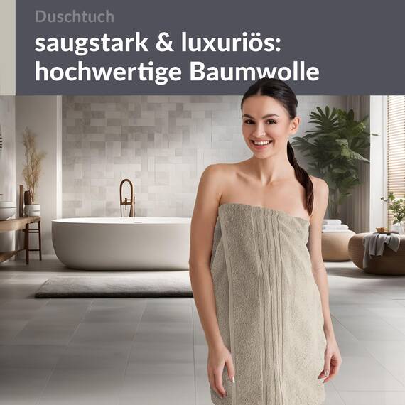 Lashuma großes Duschhandtuch 70x140 cm, London Luxus Handtuch - Badetuch für Männer Grau - Kiesel