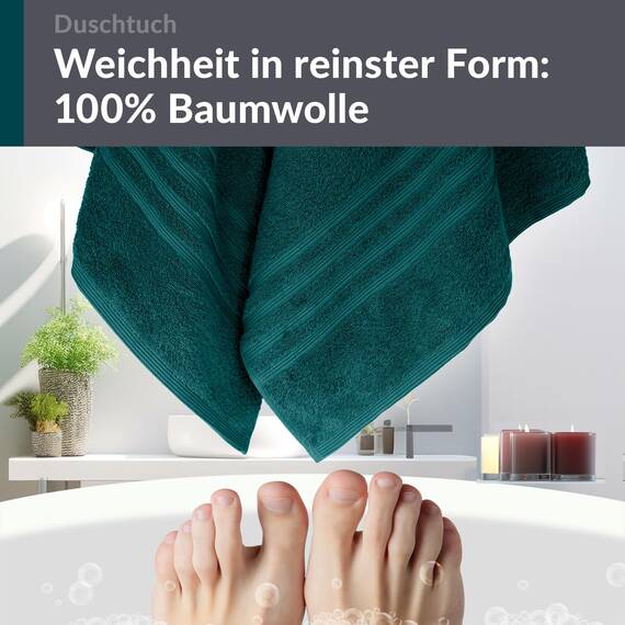 Lashuma Duschhandtuch 70x140 cm Baumwolle, London Frottee Handtücher für Bad - Dusche Grün - Opal