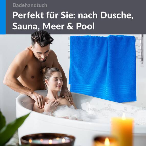 Lashuma Schulter Badehandtuch 100x150 cm, London maritimes Duschtuch Baumwolle - Karibik Blau, Kompakt und Praktisch für Herren und Damen
