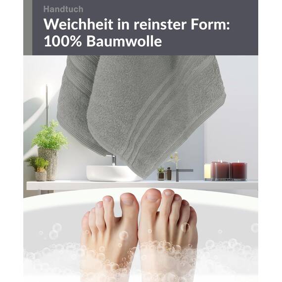 Lashuma saugstarkes Baumwollhandtuch 50x100 cm, London Frottee Handtuch Herren Grau - Stein