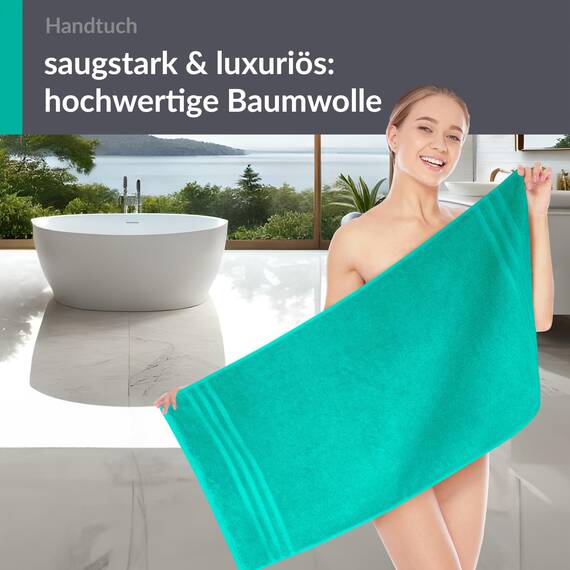 Lashuma Handtuch 50x100 cm in Meeres Türkis - Flauschig und Saugfähig, Perfekt für das Badezimmer