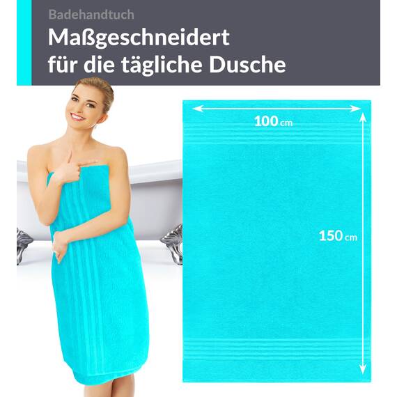 Lashuma Schulter Badehandtuch groß Türkis, London Flauschiges XXL Handtuch 100x150 cm
