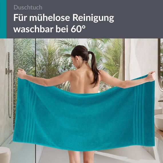 Lashuma Frottee Handtuch groß 70x140 cm, London Duschtuch in Hotelqualität Grün - Nautic