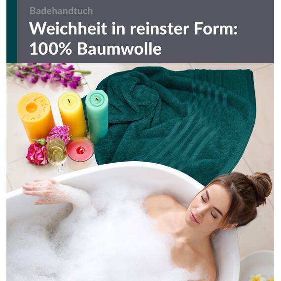 Lashuma Frottee Badetuch 100x150 cm, London Premium XXL Strandtuch Grün - Opal