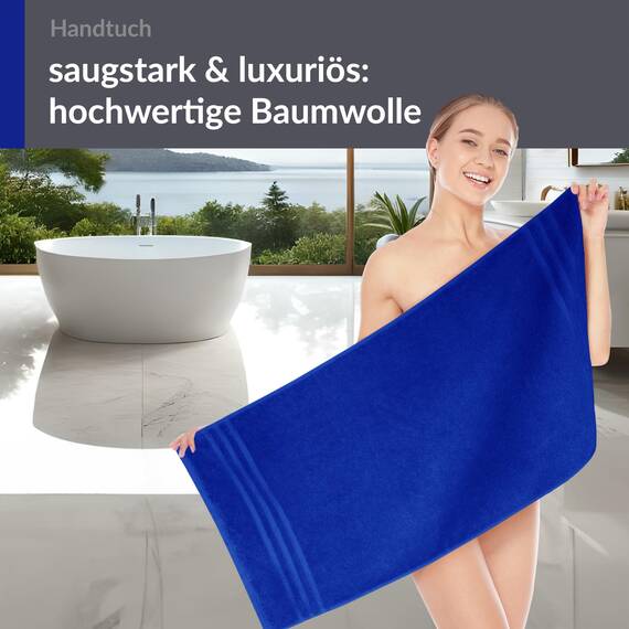 Lashuma Wellness Handtuch 50x100 cm aus 100% Baumwolle Azur Blau, Weich, Hautfreundlich, Ideal für das tägliche Bad oder als Geschenk