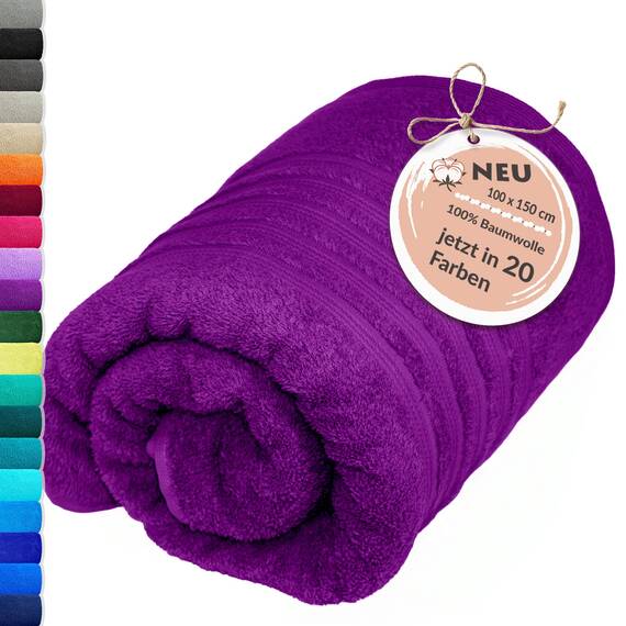 Lashuma XXL Badetuch Dame Lila - Aubergine, London Frottee Strandtuch - Handtuch groß 100x150 cm