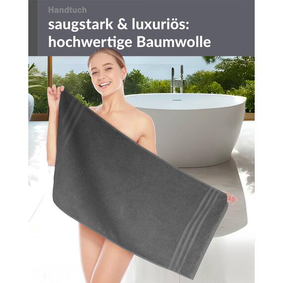 Lashuma Herren Handtuch 50x100 cm Grau - Anthrazit, London Frotteehandtuch dunkelgrau