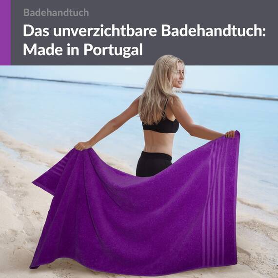 Lashuma XXL Badetuch Dame Lila - Aubergine, London Frottee Strandtuch - Handtuch groß 100x150 cm