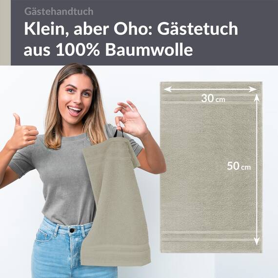 Lashuma kleines Gästehandtuch Grau - Kiesel, London Frottee kleines Handtuch 30x50 cm