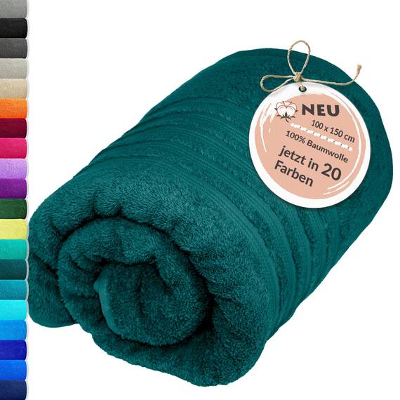 Lashuma Frottee Badetuch 100x150 cm, London Premium XXL Strandtuch Grün - Opal