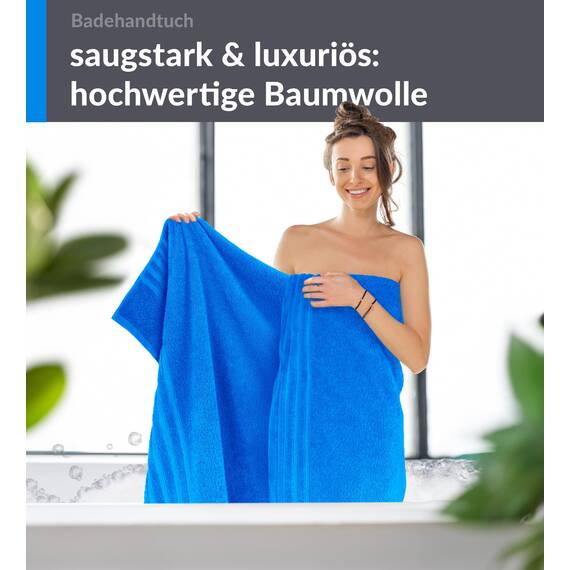 Lashuma Schulter Badehandtuch 100x150 cm, London maritimes Duschtuch Baumwolle - Karibik Blau, Kompakt und Praktisch für Herren und Damen