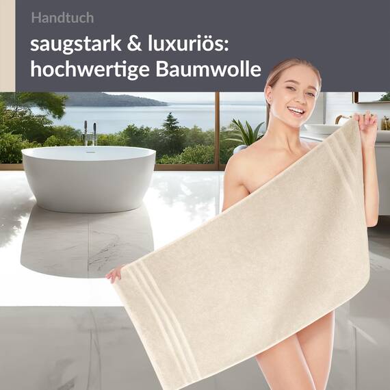 Lashuma Frottee Handtuch 50x100 cm Farbe Natur 100% Baumwolle - Flauschig, Schnell Trocknend, Ideal für Männer und Frauen