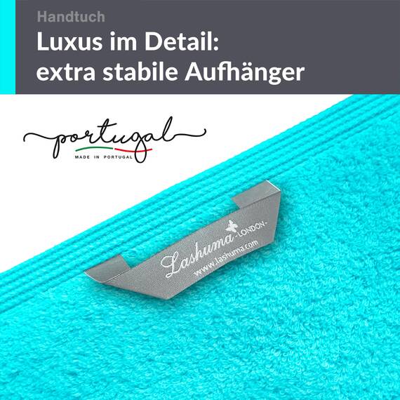 Lashuma Frotteetuch Türkis - Lagunen, London Deluxe Baumwoll Handtuch 50x100 cm
