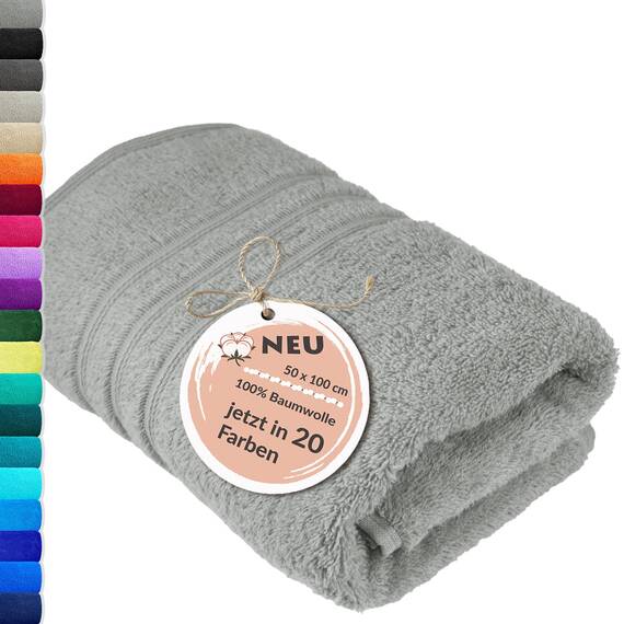 Lashuma saugstarkes Baumwollhandtuch 50x100 cm, London Frottee Handtuch Herren Grau - Stein