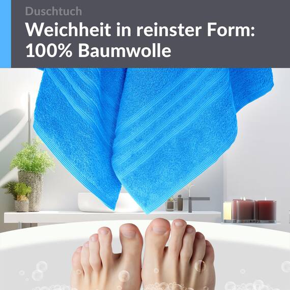 Lashuma Herren Duschtuch 70x140 cm Blau - Capri, London Baumwolle Schulter Badehandtuch
