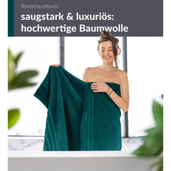 Lashuma Frottee Badetuch 100x150 cm, London Premium XXL Strandtuch Grün - Opal