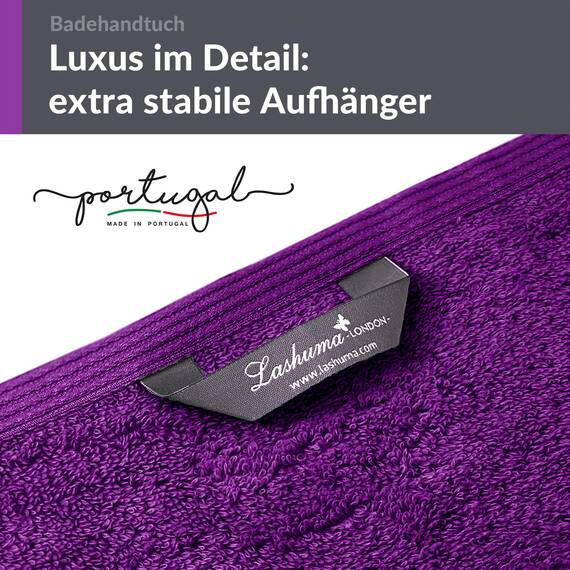 Lashuma XXL Badetuch Dame Lila - Aubergine, London Frottee Strandtuch - Handtuch groß 100x150 cm