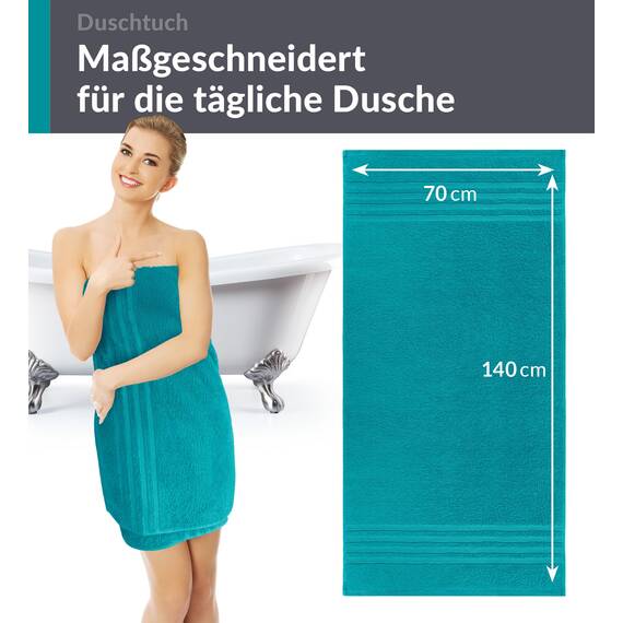 Lashuma Frottee Handtuch groß 70x140 cm, London Duschtuch in Hotelqualität Grün - Nautic