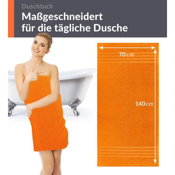 Lashuma Frottee Badetuch 70x140 cm Orange - Clementinen, London Handtuch - Duschtuch 70x140 cm