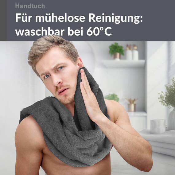 Lashuma Herren Handtuch 50x100 cm Grau - Anthrazit, London Frotteehandtuch dunkelgrau